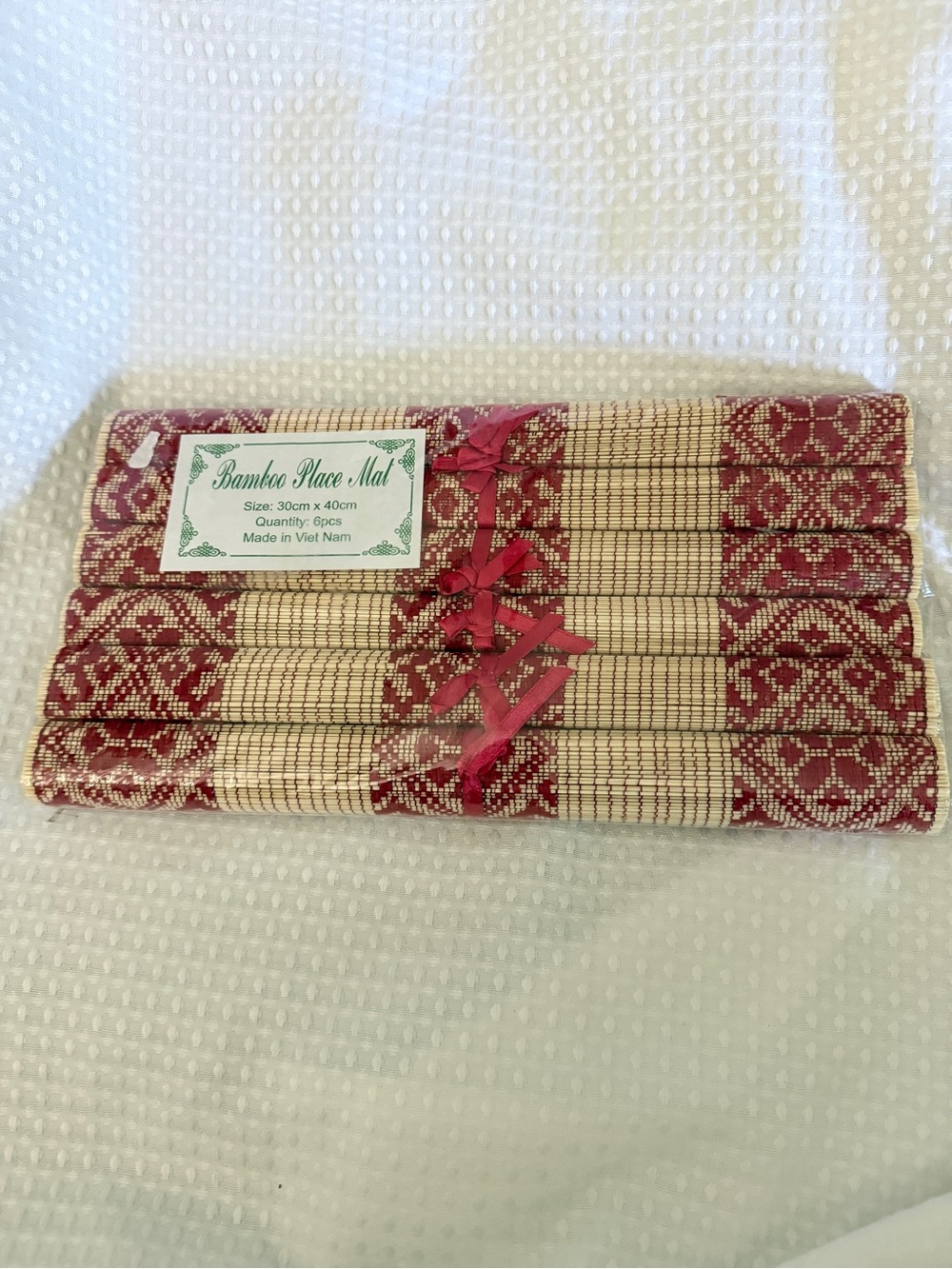 Bamboo Place Mat Set - Natural & Deep Red
